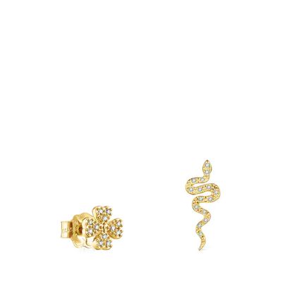 TOUS Gold TOUS Good Vibes clover Earrings with Diamonds | Plaza Las Americas