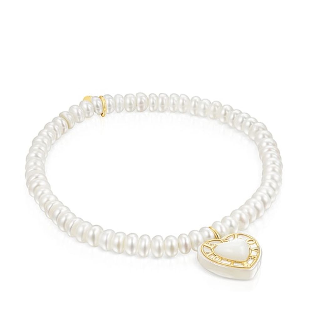 Gold Valentine's Day Bracelet with cultivated Pearls