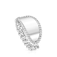 Silver TOUS Minne Ring with oval medallion