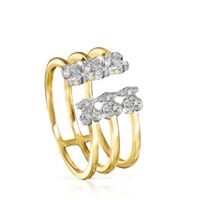 Gold Les Classiques open Ring with six Diamonds Bear motifs