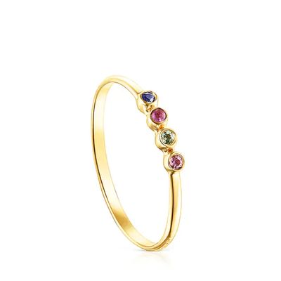 Gold Straight Color Wedding band with Gemstones