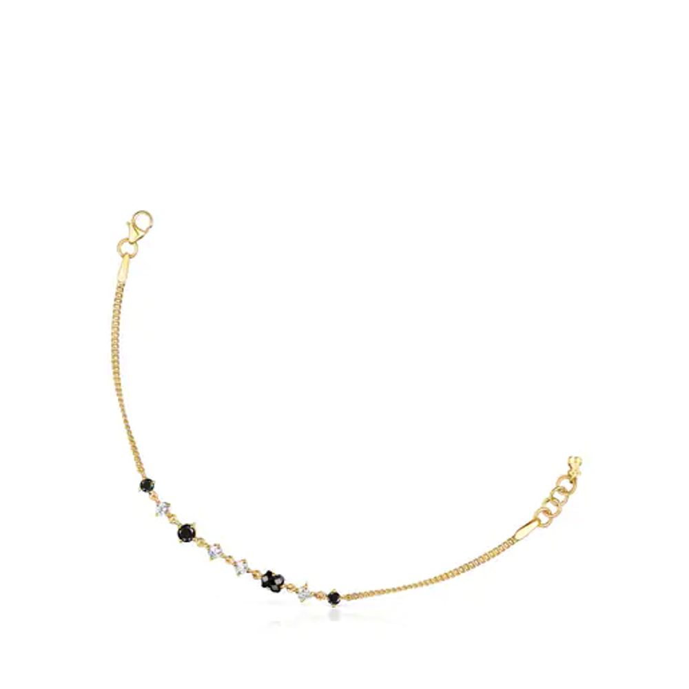 Pulsera Glaring con baño de oro 18 kt sobre plata con ónix y zircón