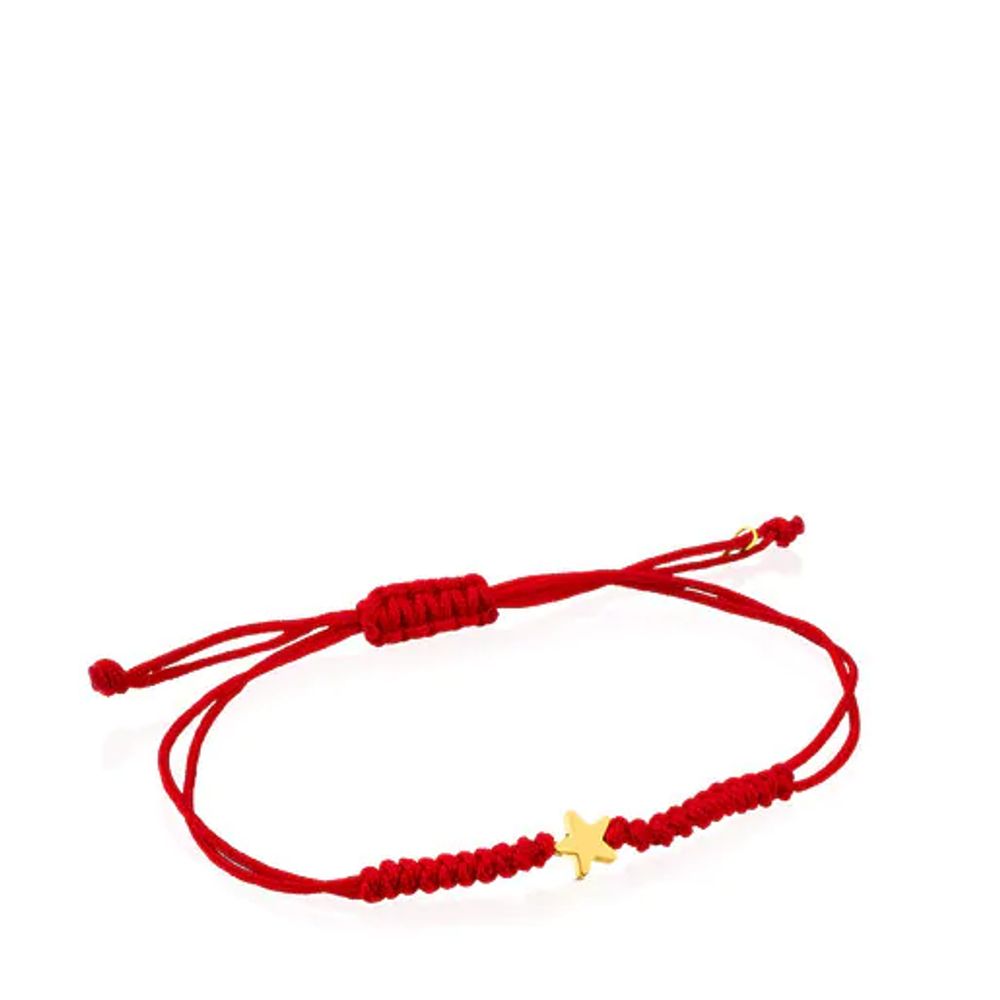 TOUS Red Cord and Gold Sweet Dolls XXS star Bracelet | Westland Mall