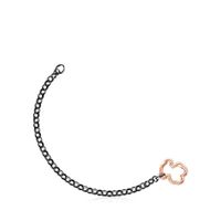 Set Hold Pulseras de Plata Dark Silver, baño de oro rosa 18 kt sobre plata y Cuero