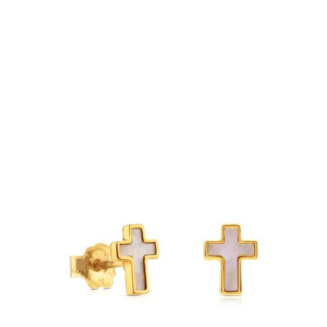 TOUS Gold and Mother-of-pearl XXS cross Earrings | Westland Mall
