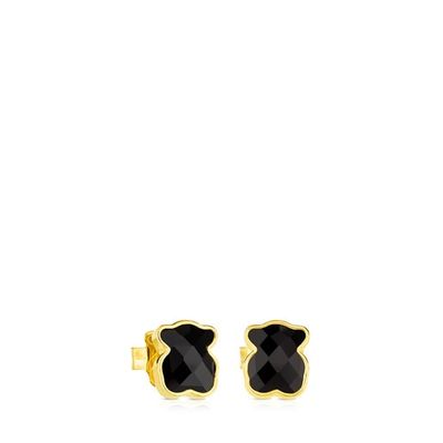 Vermeil Silver TOUS Color Earrings with faceted onyx