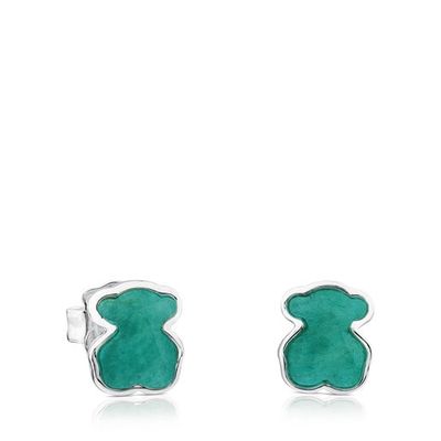 Aretes New Color de Plata con Amazonita