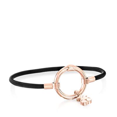 Pulsera Hold con baño de oro rosa 18 kt sobre plata y Acero IP negro