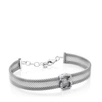 Steel and White gold TOUS Icon Mesh Bracelet with Diamonds Bear motif 0,8cm. 0,14ct