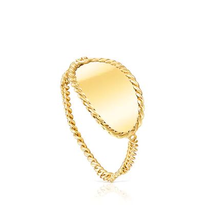 Gold Minne Ring with oval medal