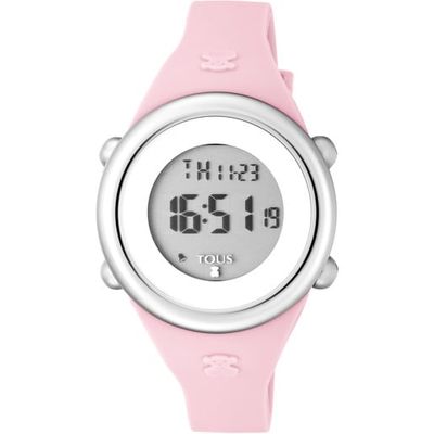 Reloj Soft Digital de acero con correa de silicona rosa