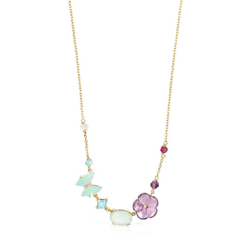 TOUS Vita Necklace in Gold with Diamonds and Gemstones 0.01ct 42cm. |  Westland Mall