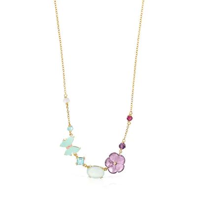 TOUS Vita Necklace in Gold with Diamonds and Gemstones 0.01ct 42cm.