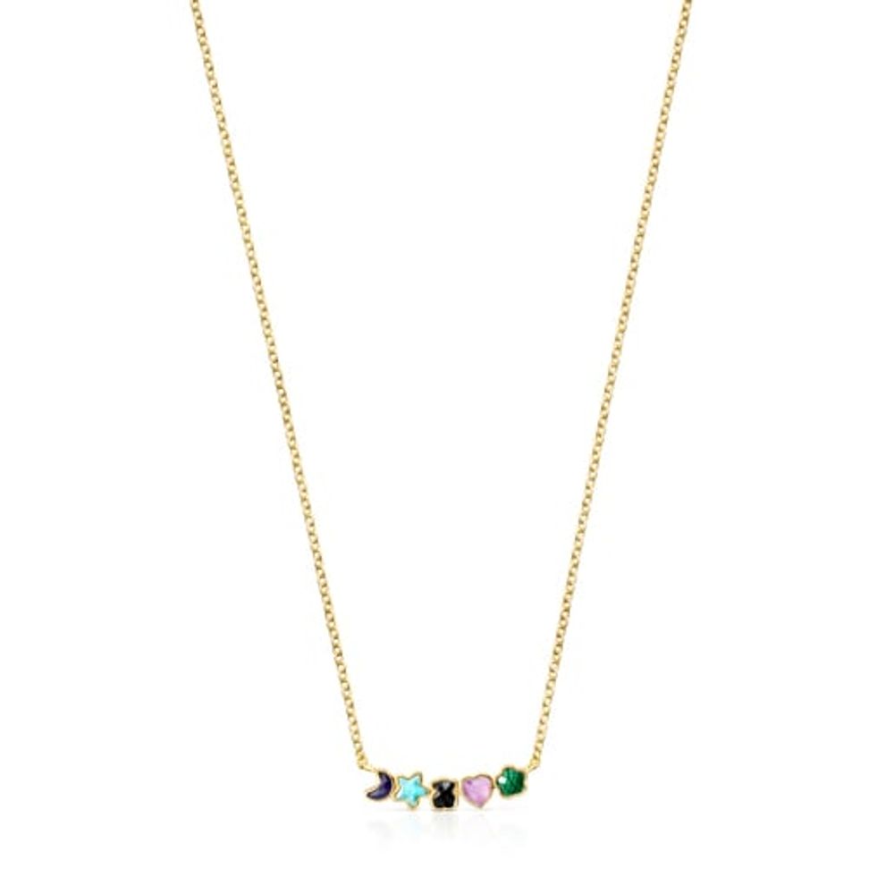 TOUS Glory Necklace in Silver Vermeil with five multicolor Gemstones  79/100\