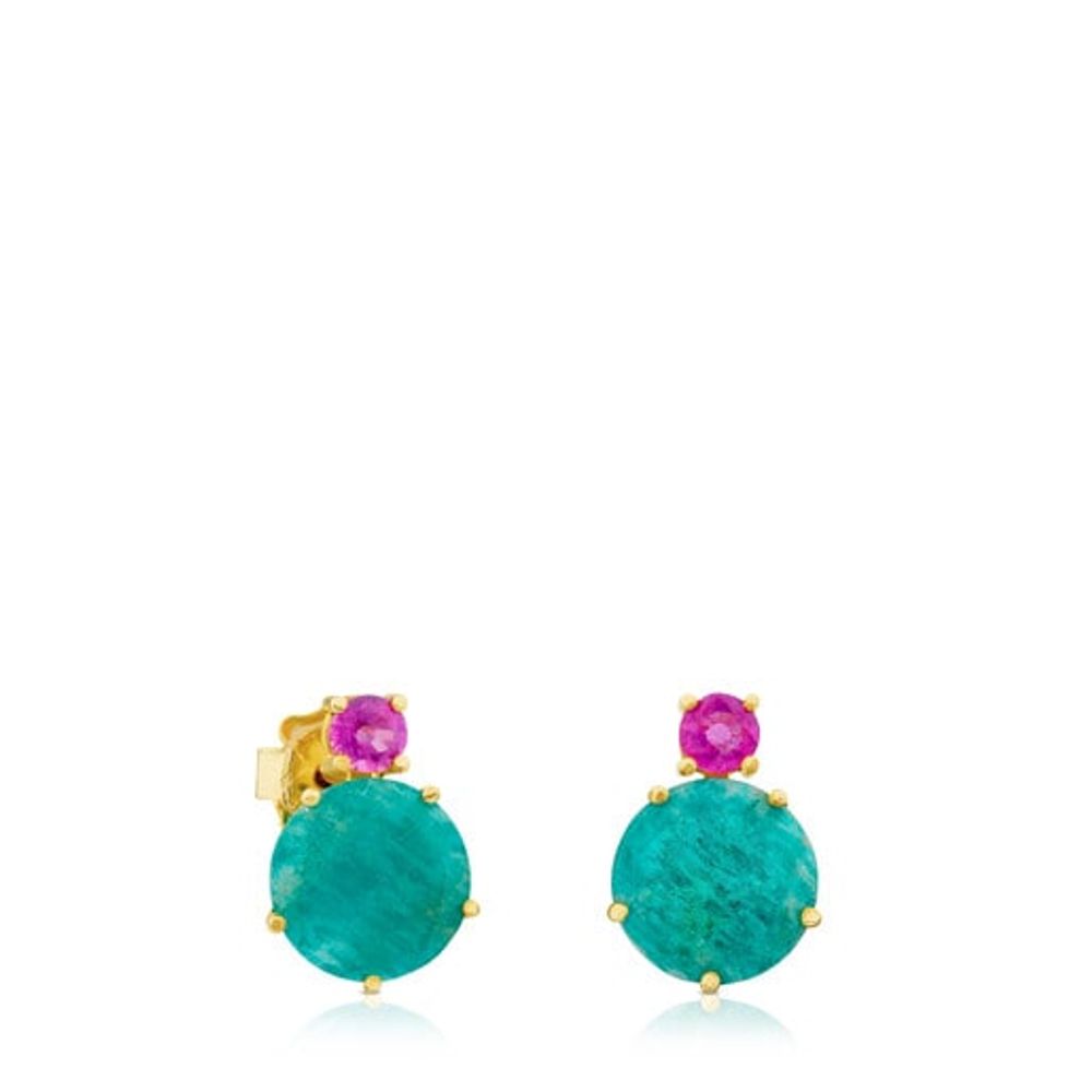 TOUS Ivette Earrings in Gold with Amazonite and Ruby | Westland Mall