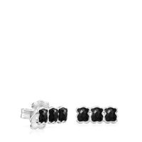 Mini Onix Earrings in Silver with three Onyx bears