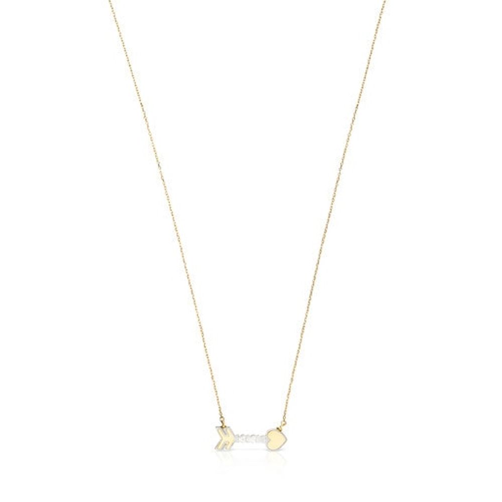 Gold San Valentín arrow Necklace with Mother-of-pearl