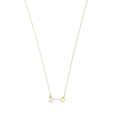 Gold San Valentín arrow Necklace with Mother-of-pearl