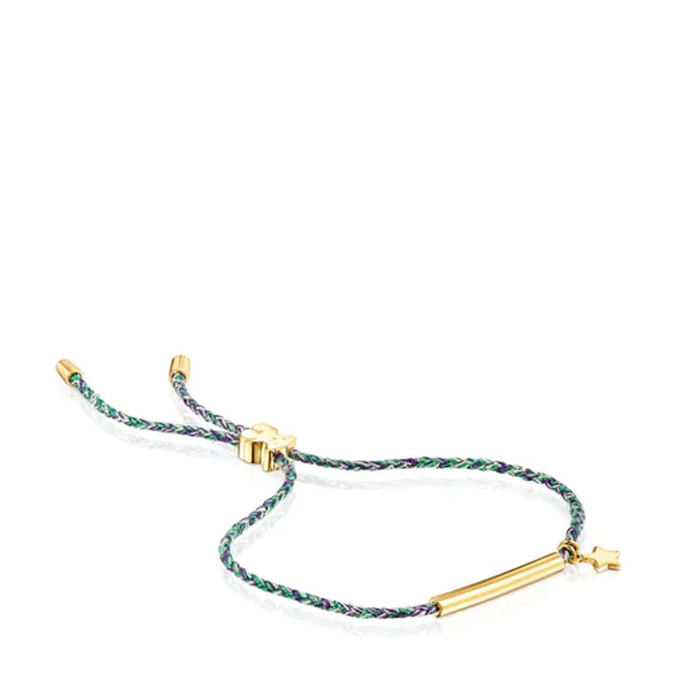 TOUS Silver Vermeil TOUS Good Vibes star Bracelet with green Cord |  Westland Mall
