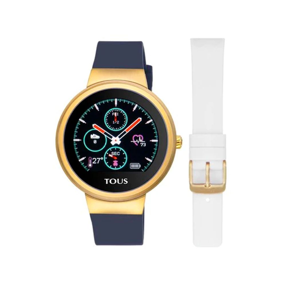 Reloj smartwatch activity Rond Touch de acero IP dorado con correa de silicona intercambiable