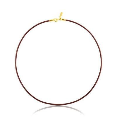 2 mm brown leather Choker with clasp with 18kt gold plating over silver measuring 40 cm TOUS Chokers