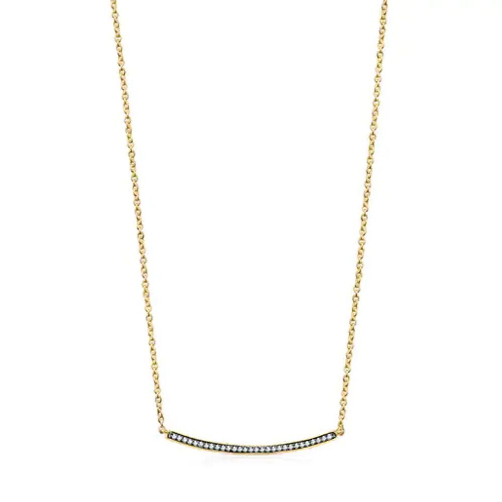 TOUS Nocturne bar Necklace in Silver Vermeil with Diamonds | Plaza Del  Caribe