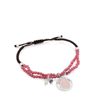 Pulsera Camille de Plata y Rodonita con Cuarzo rosa, Iolita y Perla