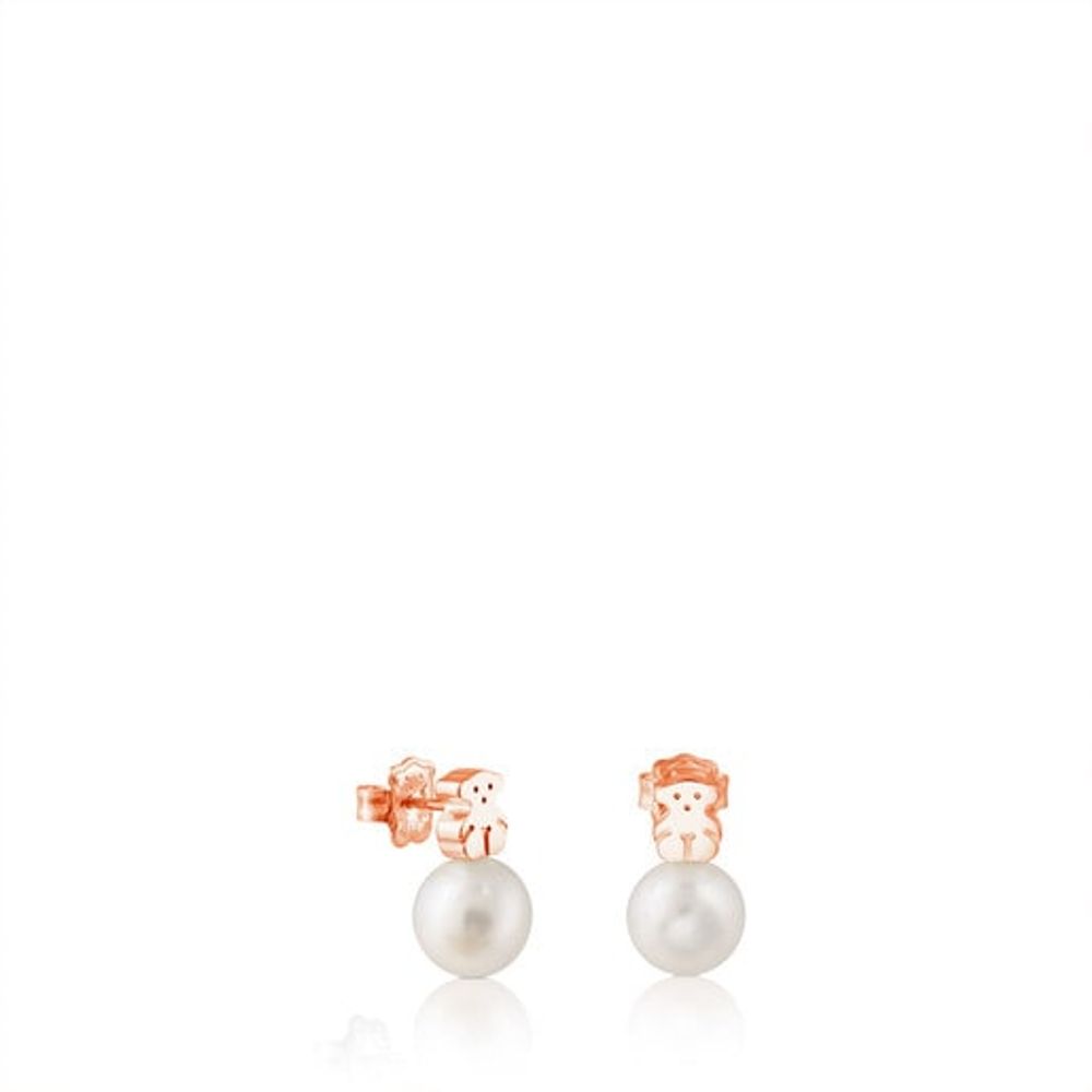 TOUS Rose Vermeil Silver Hiper Micro Earrings with Pearl | Westland Mall