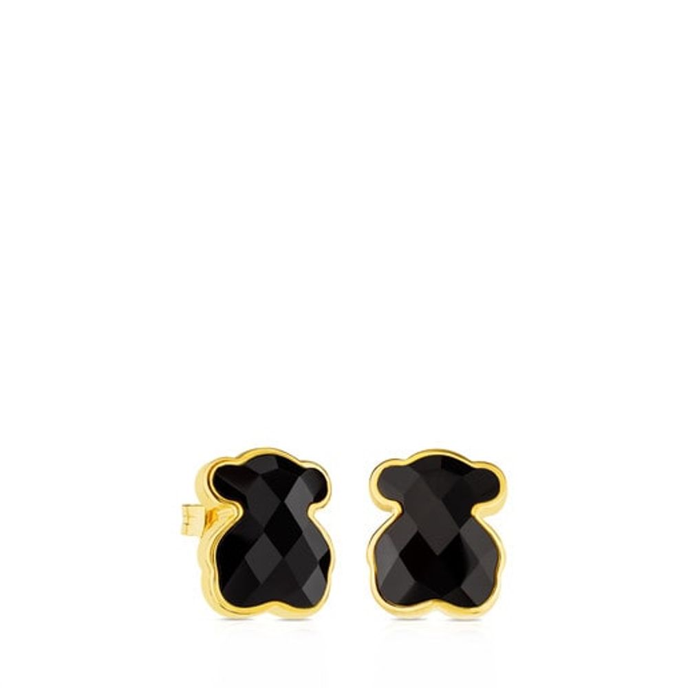 Vermeil Silver TOUS Color Earrings with faceted onyx