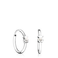 Silver TOUS Super Power hoop Earrings with Pearls