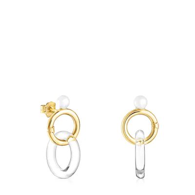 Aretes Luz de oro con cristal y perla