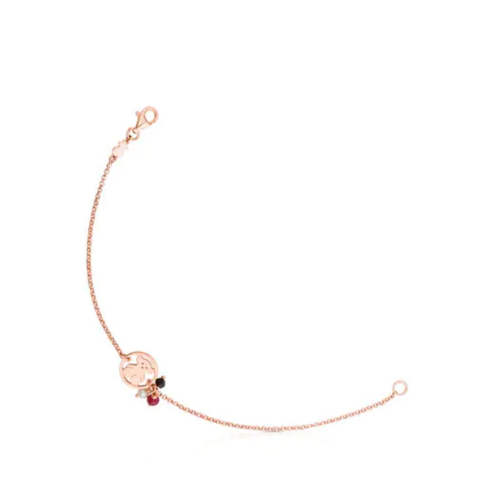 TOUS Rose Vermeil Silver Camille Bracelet with Onyx, Ruby and Pearl |  Westland Mall