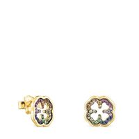 Silver Vermeil TOUS Good Vibes clover Earrings with Gemstones