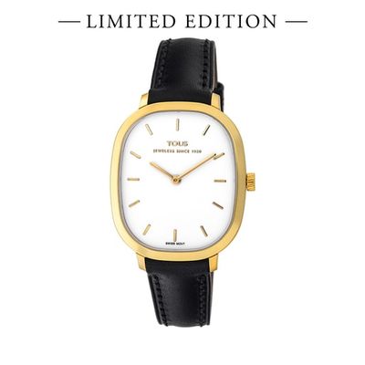 Reloj analógico Heritage de Oro con correa de piel negra - Edición limitada