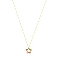 Gold Icon Necklace with multicolor Gemstones little Star motif