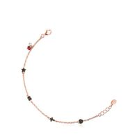 Pulsera Motif con baño de oro rosa 18 kt sobre plata con Espinelas, Rubí y Perla