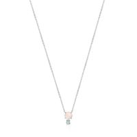 Mini Color Necklace in Silver with Pink Quartz and Amazonite
