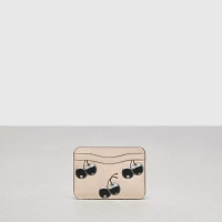 Wavy Card Case Regenerative Leather With Cherry Print