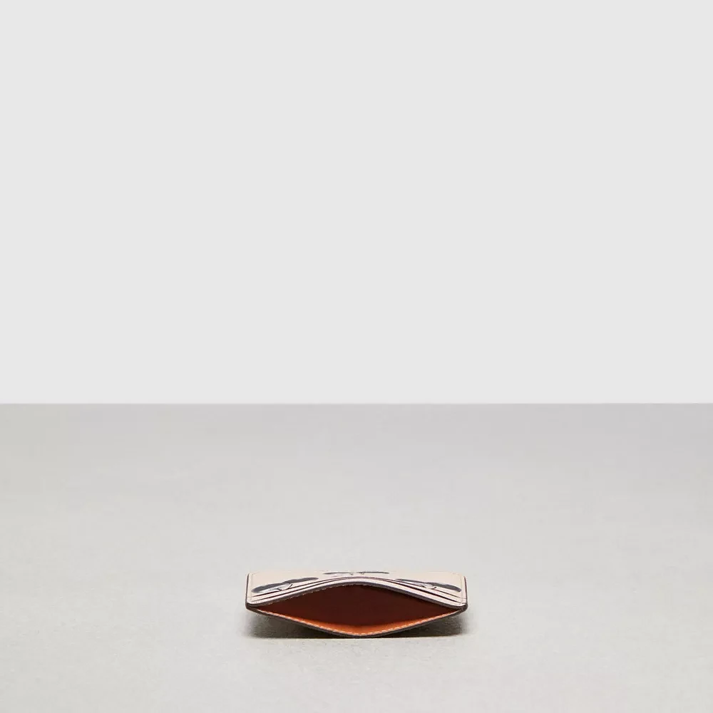 Wavy Card Case Regenerative Leather With Cherry Print