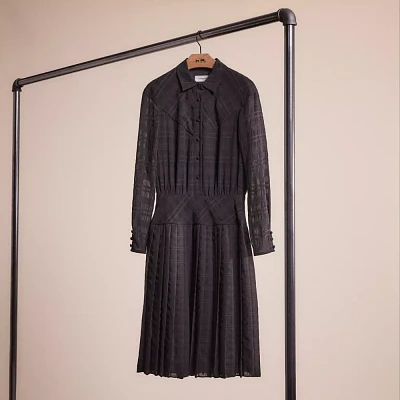 Restored Plaid Pleated Shirt Dress