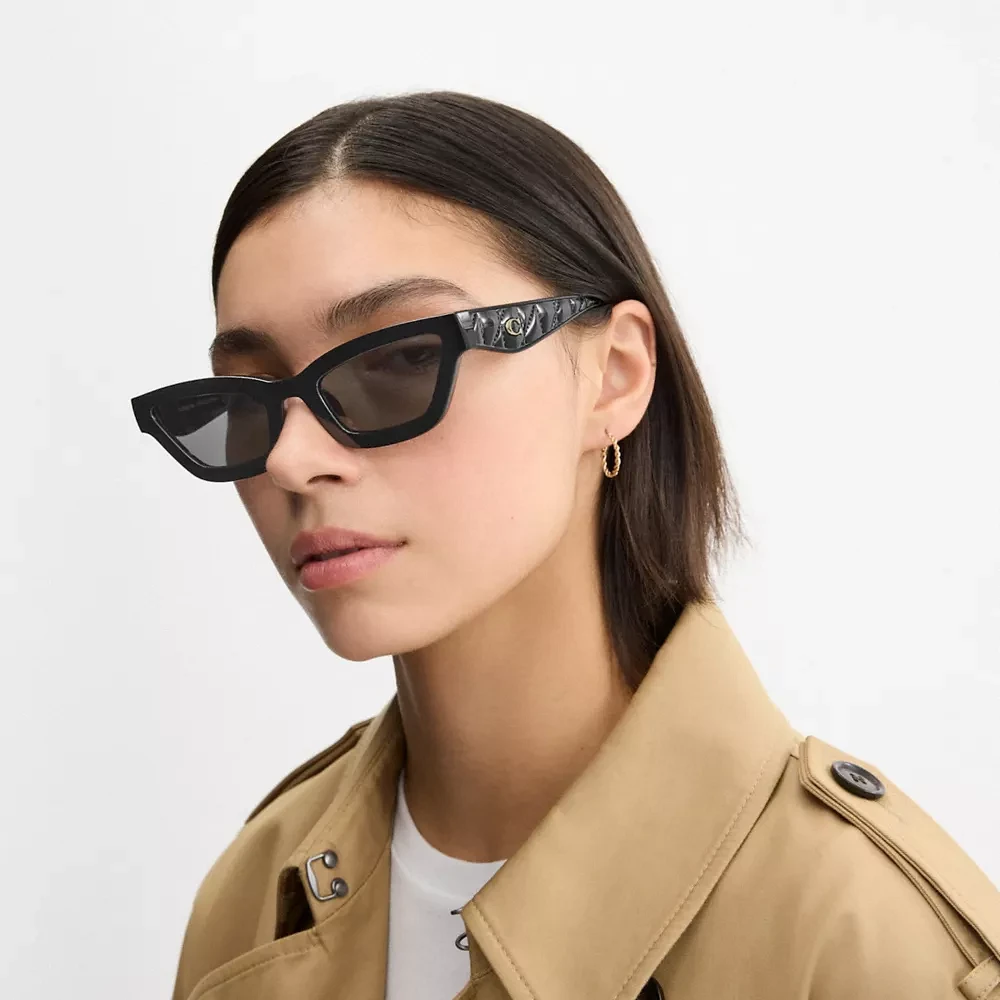 Quilted Narrow Cat Eye Sunglasses