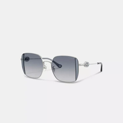 Horse And Carriage Metal Oversized Square Sunglasses