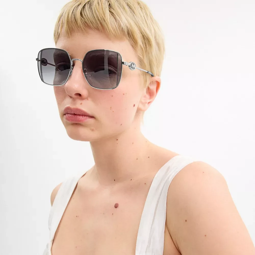 Horse And Carriage Metal Oversized Square Sunglasses