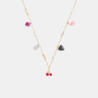 Mini Heart And Dice Charm Necklace