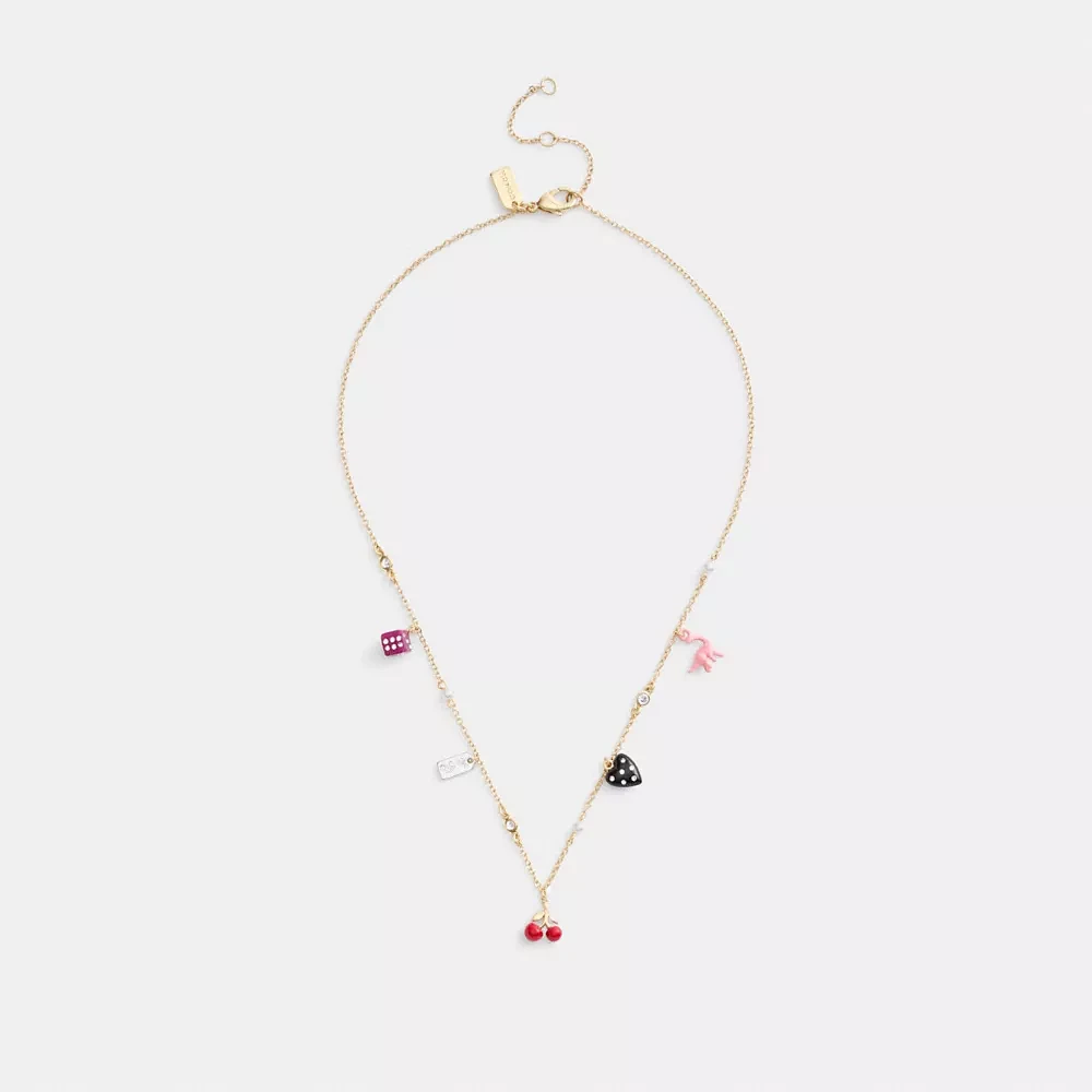 Mini Heart And Dice Charm Necklace