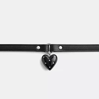 Resin Heart Charm Leather Choker