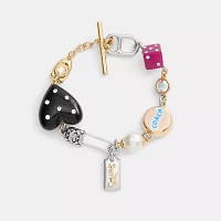 Safety Pin And Heart Charm Bracelet