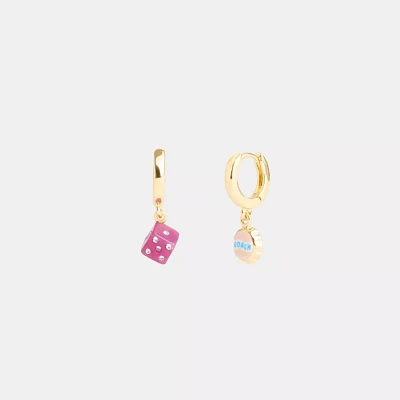 Mini Bottle Cap And Dice Mismatch Earrings