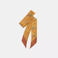 Disney X Coach Silk Skinny Scarf With Mickey Mouse And Friends