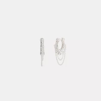 Pavé Signature Chain Huggie Earrings